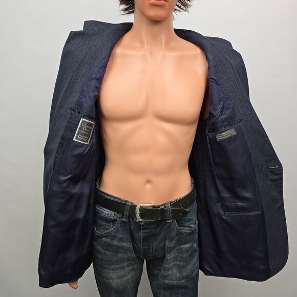 Vintage Christian DIOR Virgin Wool Suit Jacket Pinstriped Sport Coat Size L / 44 - Picture 9 of 13